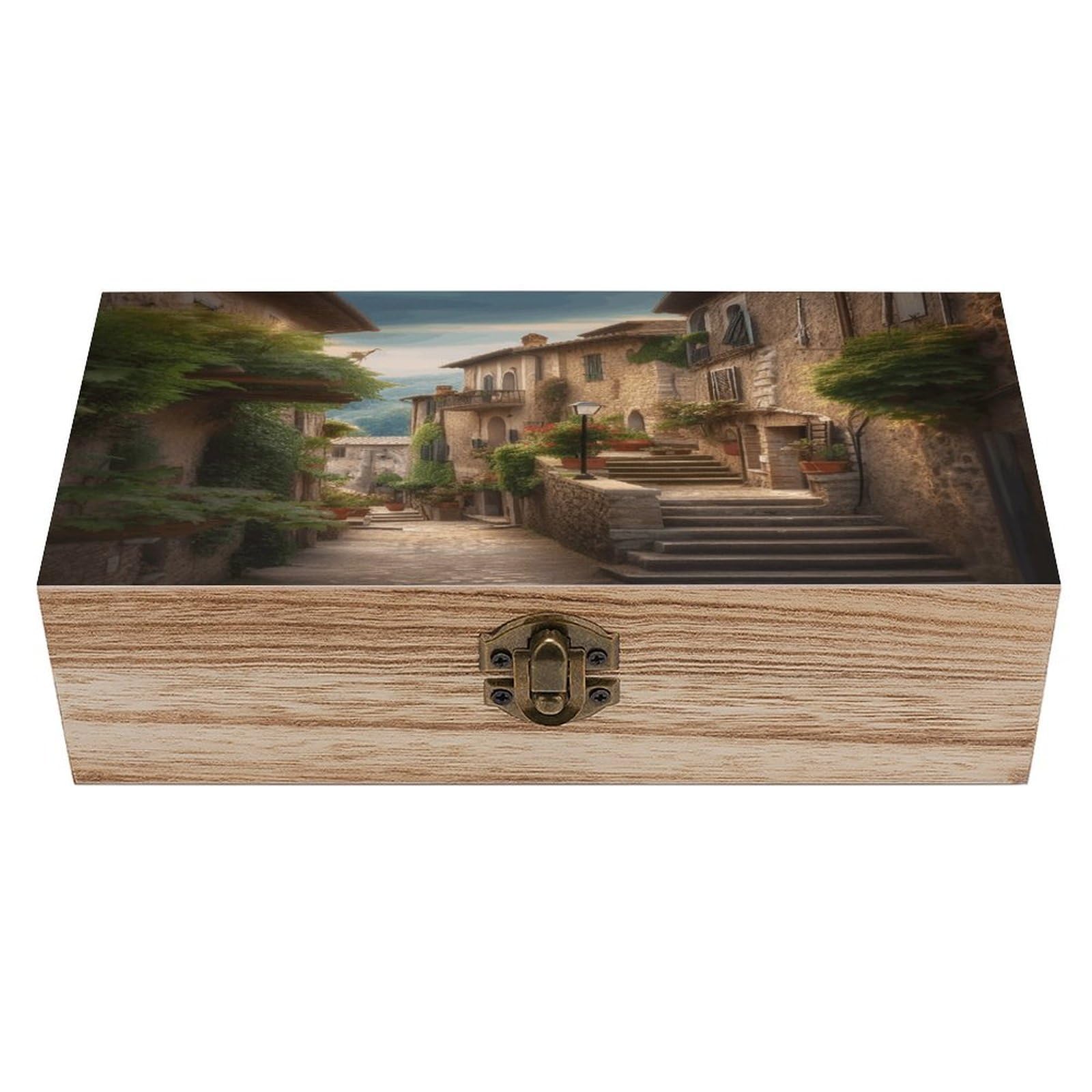 VstaDank Italy Tuscan Wooden Storage Box Wooden Keepsake Box with Hinged Lid Exquisite Solid Wood Decorative Jewelry Case Memory Box for Jewelry Photos Letters Crafts Trinkets