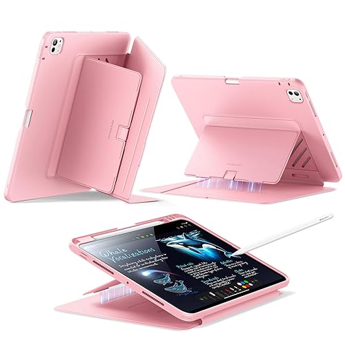ESR for iPad Pro 11 Inch Case (M4) 2024, Vertical Stand Cover, Multi Stand Angles, Ultra-Stable Case with Pencil Holder, Flip Series, Pink - iPad Pro 11'' M4 (2024) - Pink