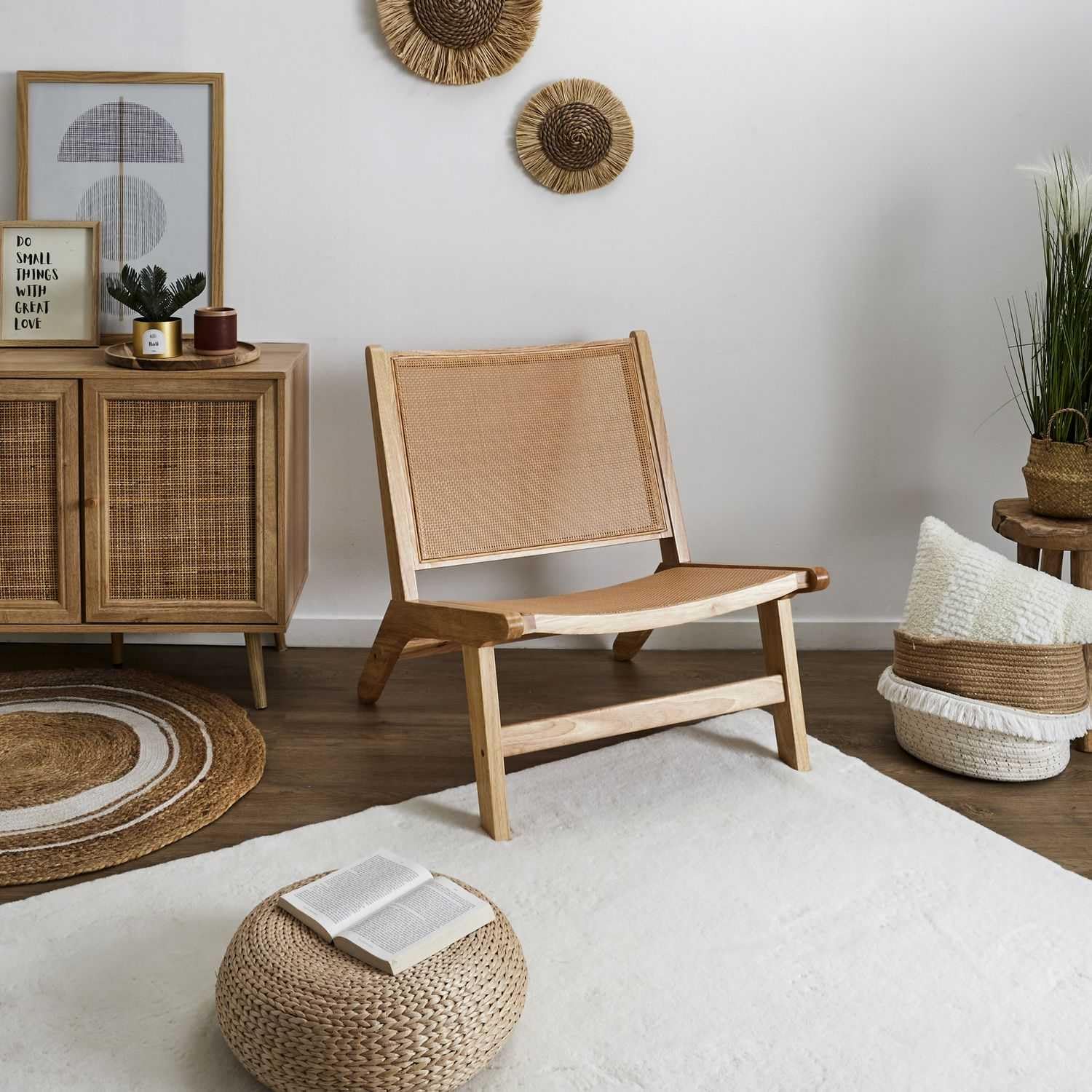 HOME DECO FACTORY, HD0333, Fauteuil, Modèle Bali, Collection Natural Crush, Mobilier Contemporain, Assise, Canapé et Fauteuil, 64 x 75 x 71 cm, Marron