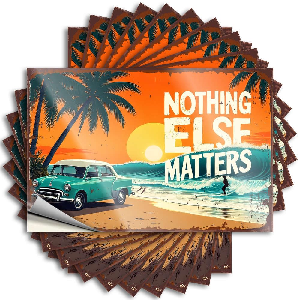 Decals Heavy Indie Room Decor Bottle Nothing Else Matters But This Vintage Beach Drive. - No Residue Decals for Gamer(12X18CM)