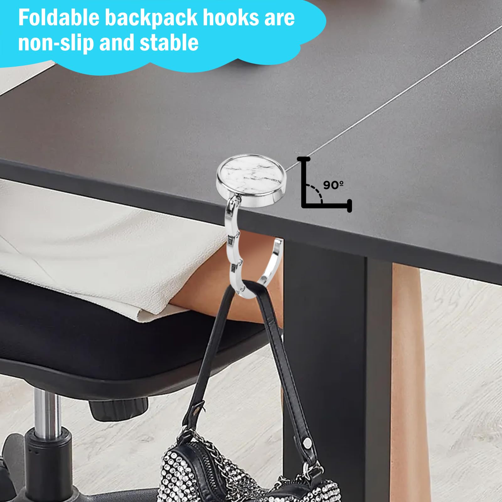 Crochets De Table Pliables Pour Sac à Main - Lot De 4, Antidérapants, Pour Éviter Les Sacs Par Terre