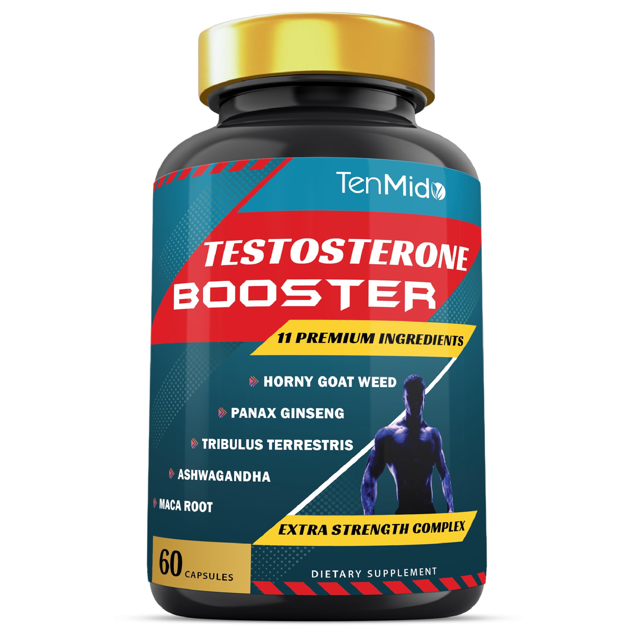 Testosterone Booster for Men | 60 Capsules | 1 Month Supply 60 Count (Pack of 1)