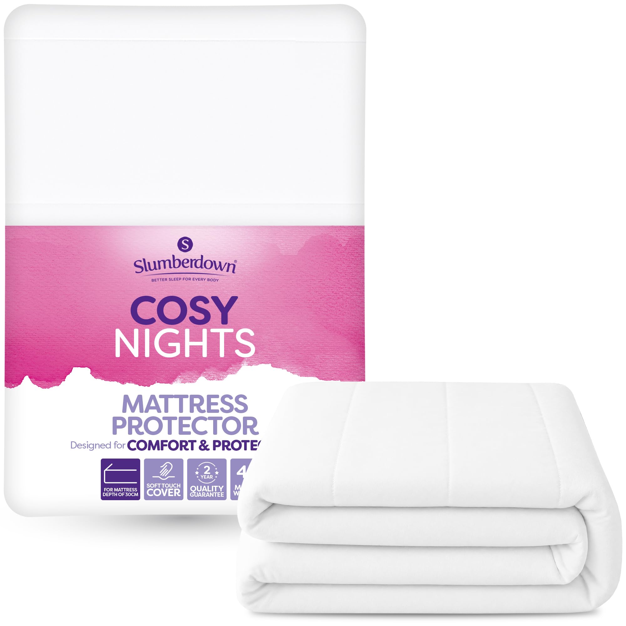 Slumberdown Cosy Nights Mattress Protector Single Bed - Soft, Breathable & Spill-Resistant Mattress Cover | 30cm Deep Fitted Skirt, Non-Allergenic, Washable (90 x 190cm) โ image 1