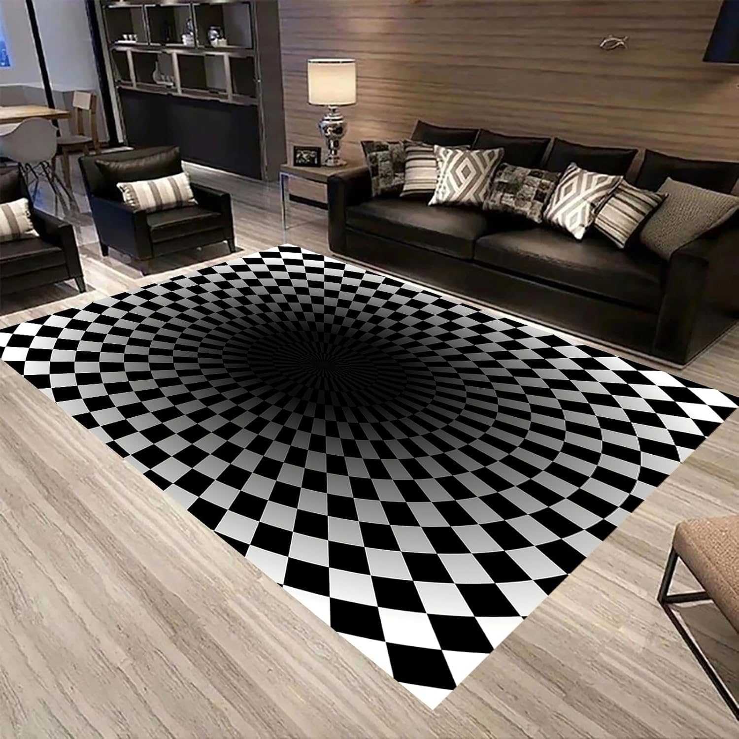 Tapis salon moderne 180x280 cm à rayures géométriques et dossier de chaise antidérapant