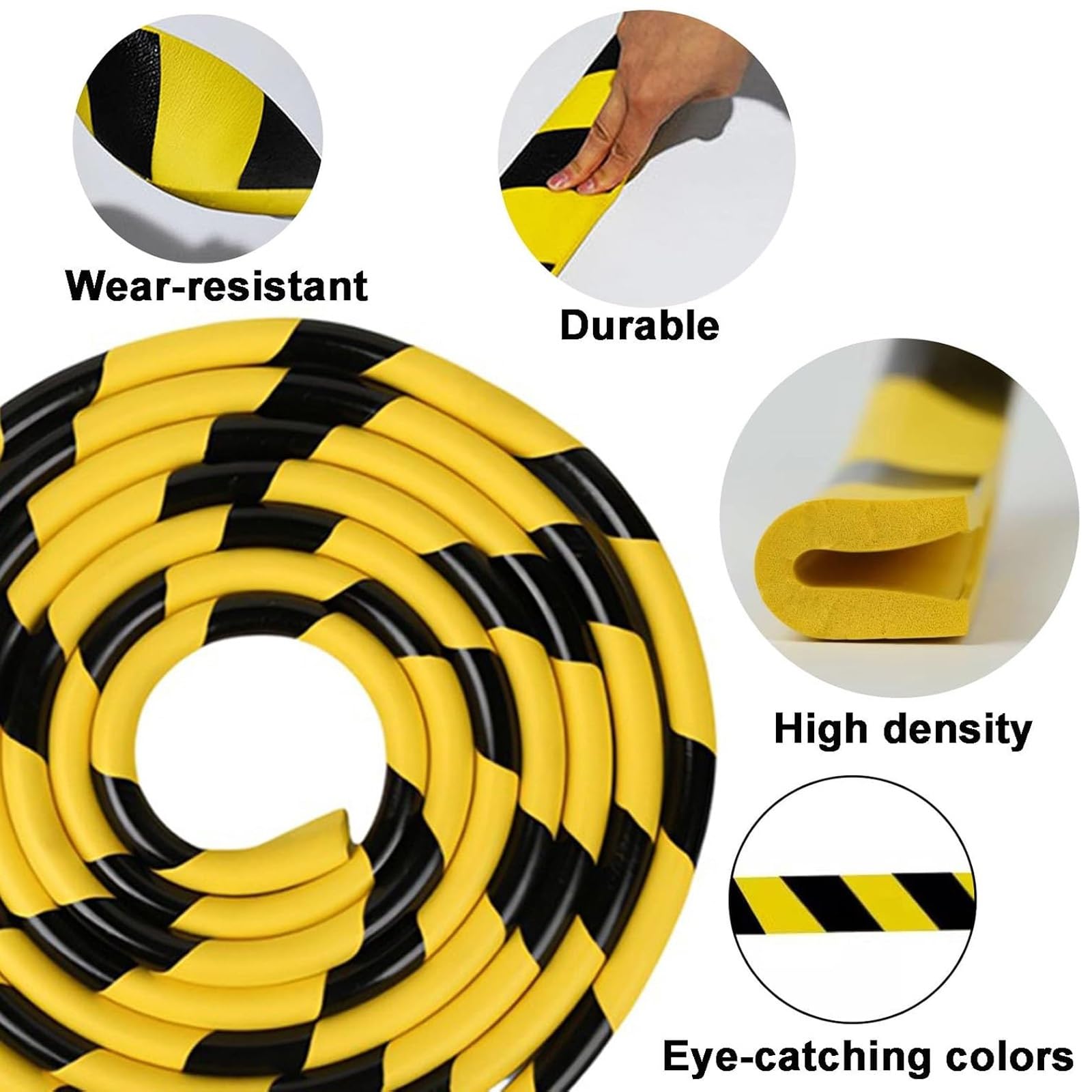 Protection d'angle Murale 5 Pièces, Protection d'angle de Meuble de 25 M, Protections d'angle en Caoutchouc NBR Jaune et Noir, pour La Sécurité des Garages et Entrepôts