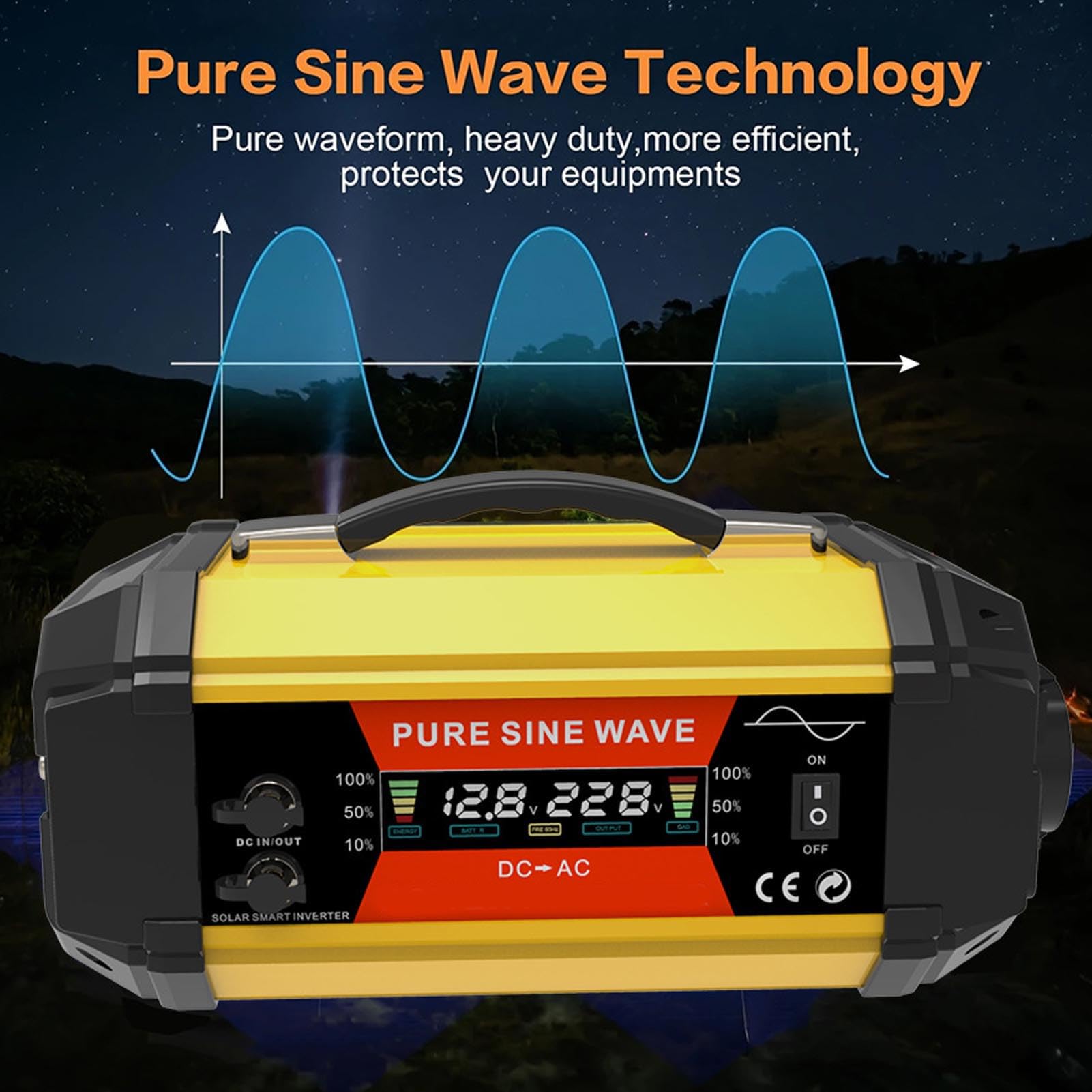 Asixxsix Przetwornica samochodowa 1000 W, przetwornica 12 V DC na 220 V AC z 4 portami USB, w tym 24 W USB C PD i szybkim ładowaniem QC, wyświetlacz LCD w czasie rzeczywistym