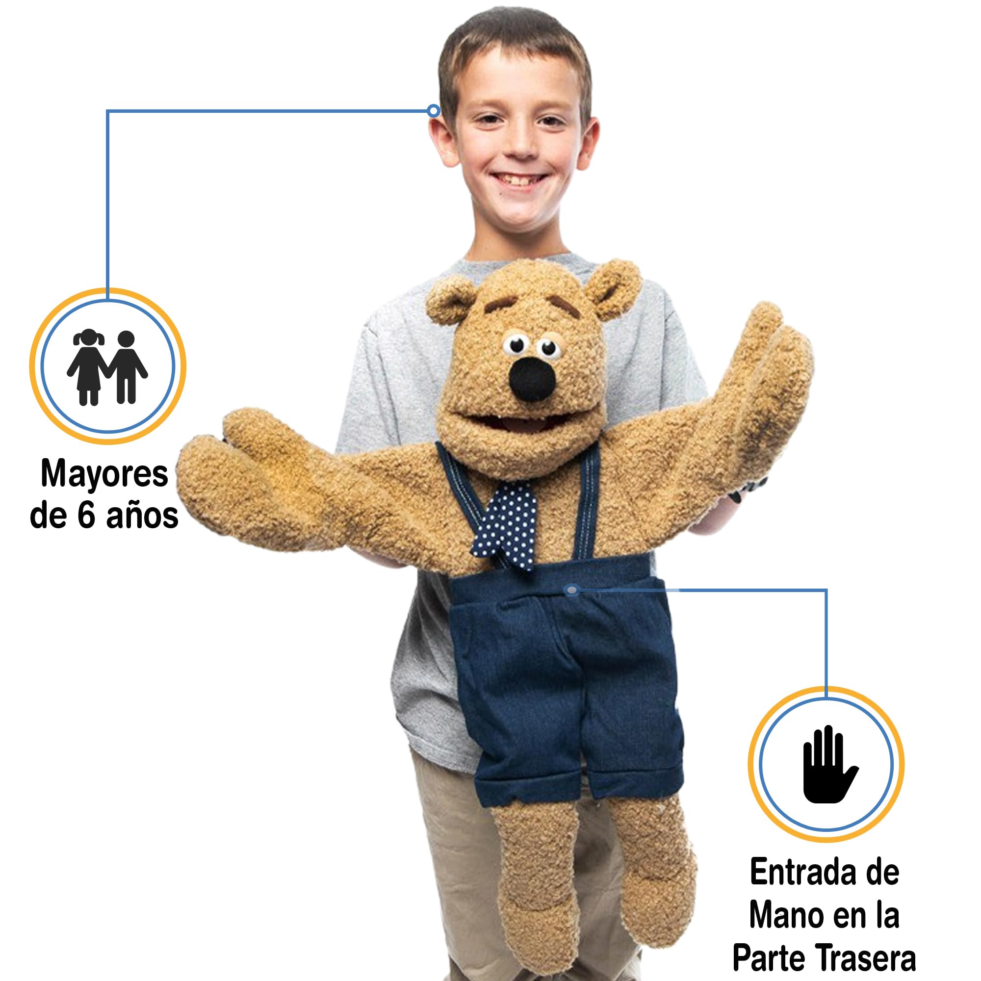 Silly Bear, marioneta estilo ventrílocuo, con manoplas, 65 cm