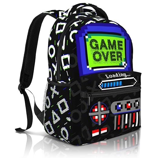 Busokyat Gamer Backpack for Boys, Game Backpack Gaming Laptop Backpack, Video Game Daypack Schoolbag Gift for Game Lovers