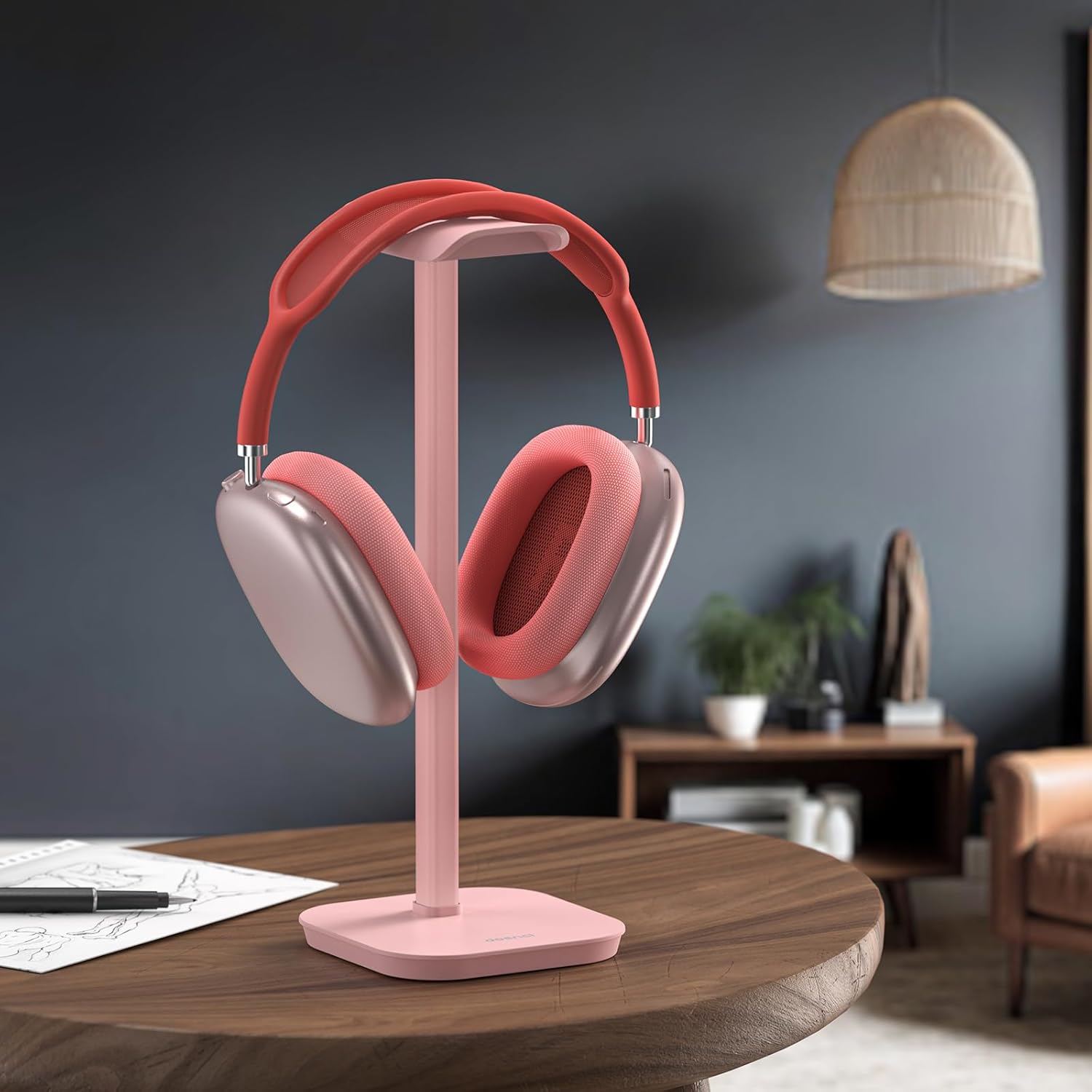 Headphone Stand, Desktop Headset Holder Desk Earphone Stand Aluminum Headset Hanger Headphone Rack Stand to Hold Earphones Such as Airpods Max, Sony, Beats, Bose, Razer, HyperX(Pink) - Image 7