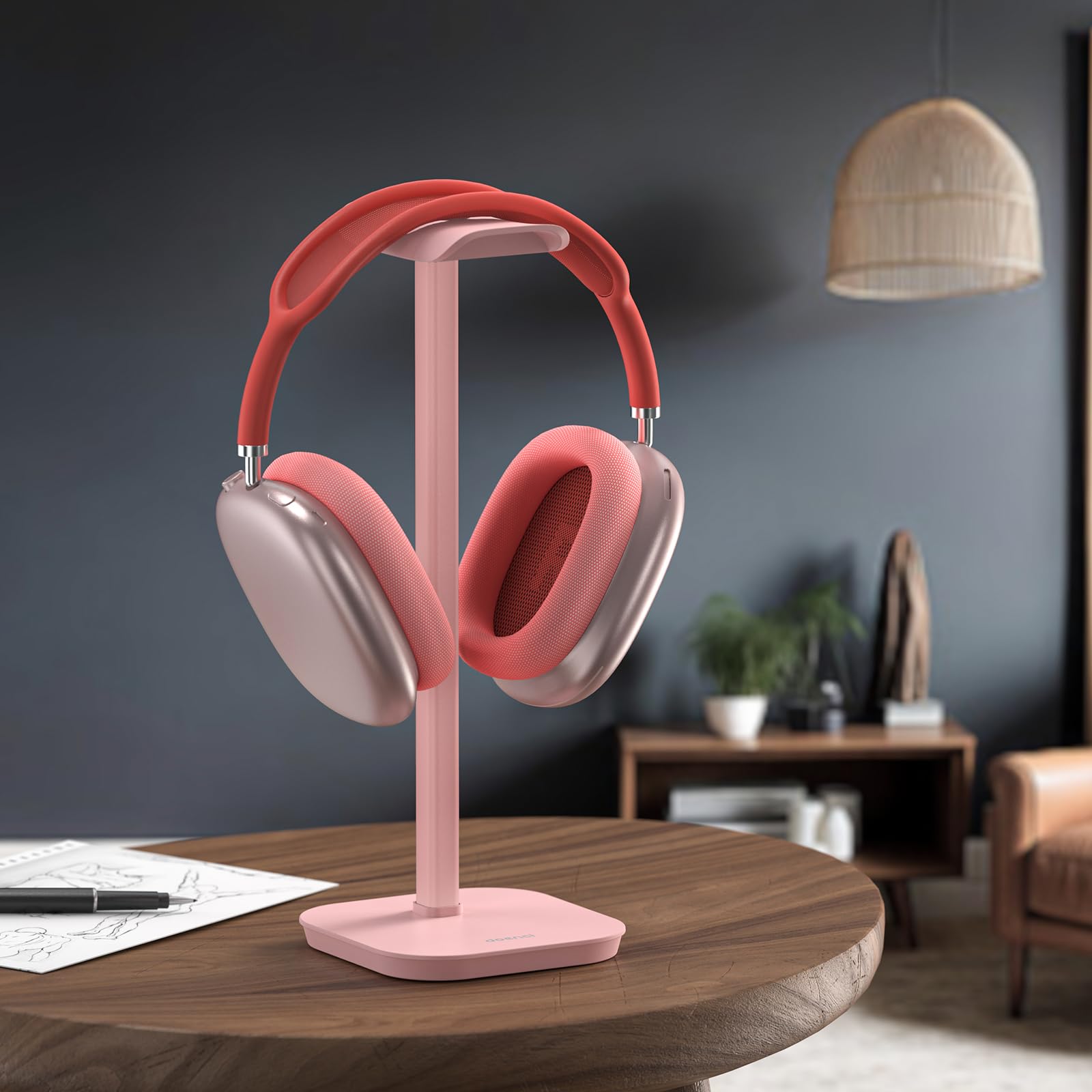 Supporto per cuffie da scrivania in alluminio per cuffie come Airpods Max, Sony, Beats, Bose, Razer, HyperX (rosa)