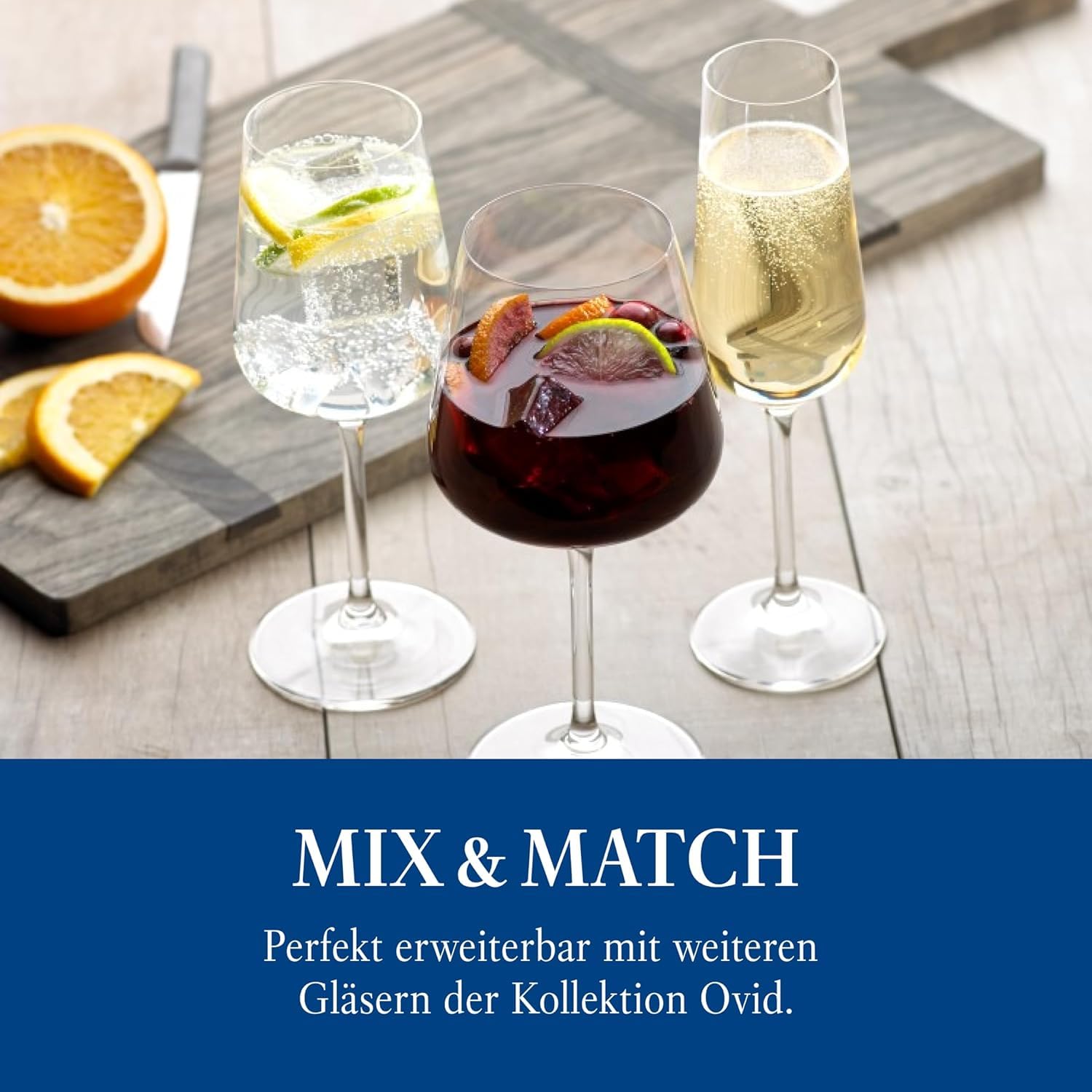 Villeroy & Boch Ovid Wasserglas-Set 16-eilig, 420 ml, Wassergläser, Gläser Set, Besondere Trinkgläser, Gläser Für Wasser, Saftgläser, Kristallglas, Spülmaschinenfest