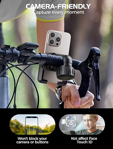 Miniatura 3 de Soporte para teléfono de bicicleta, compatible con cámara militar antivibraciones Soporte de teléfono de motocicleta, bloqueo 1S Soporte de teléfono