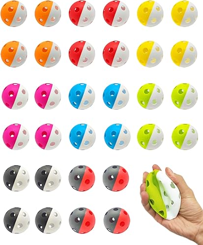 Paquete de 32 pelotas de práctica de plástico para béisbol y sóftbol, pelota suave para béisbol, lanzamiento, entrenamiento de bateo, vuelo