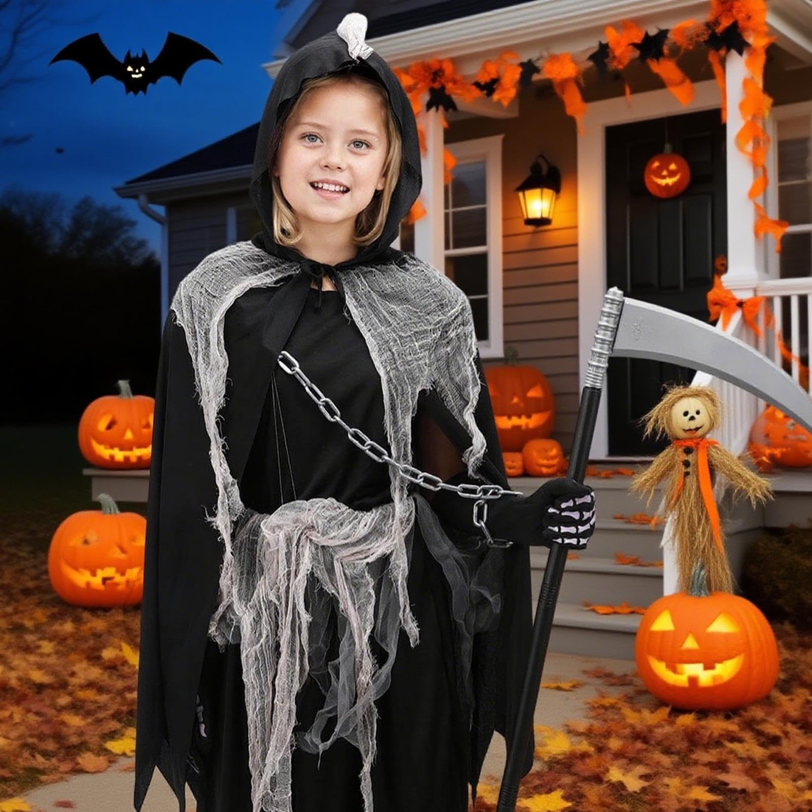 Disfraz de Halloween para Niños y Niñas Capa de Cosplay con Capucha con