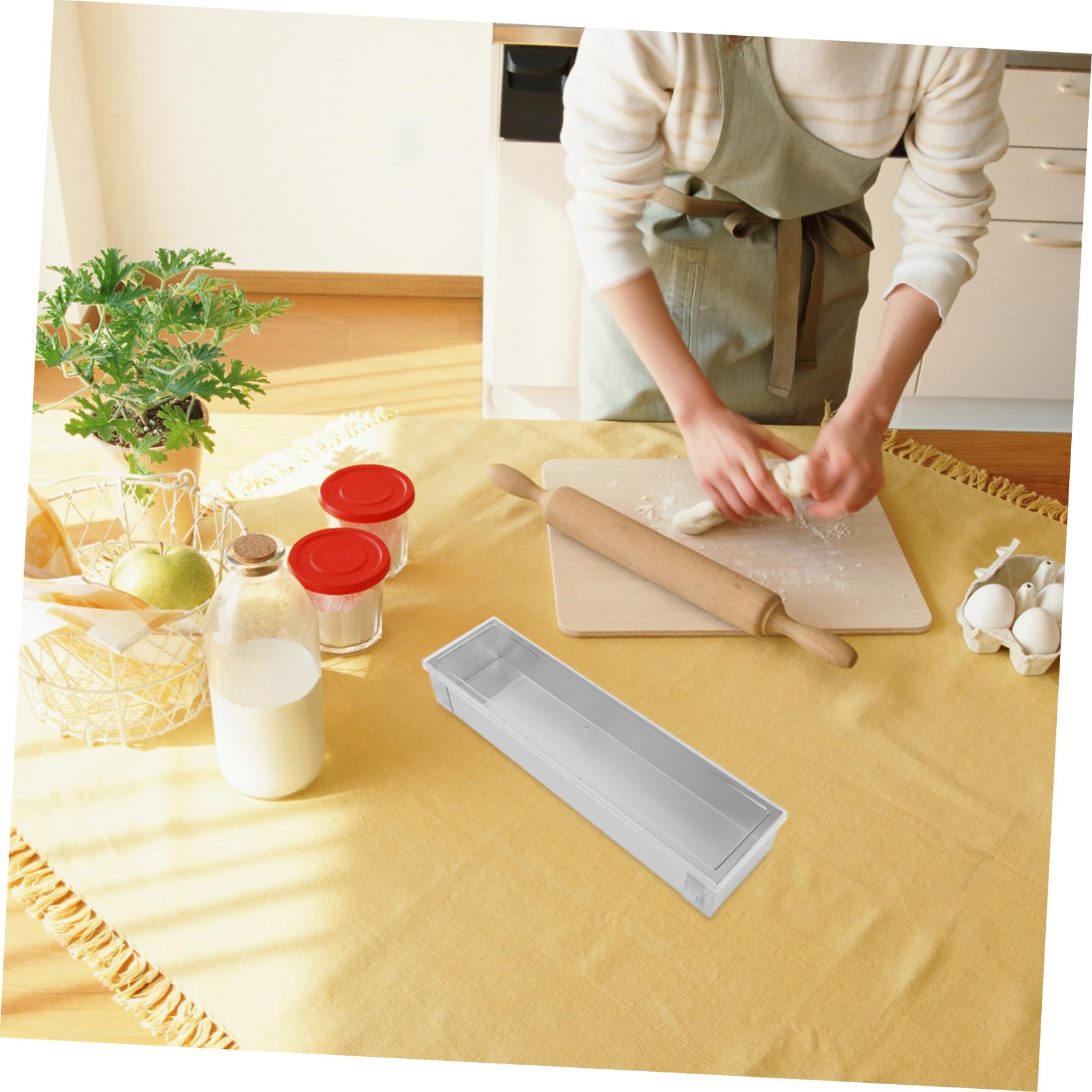 Rectangular Molde con Tapa y Medidas de Acero Inoxidable para Tiramisú
