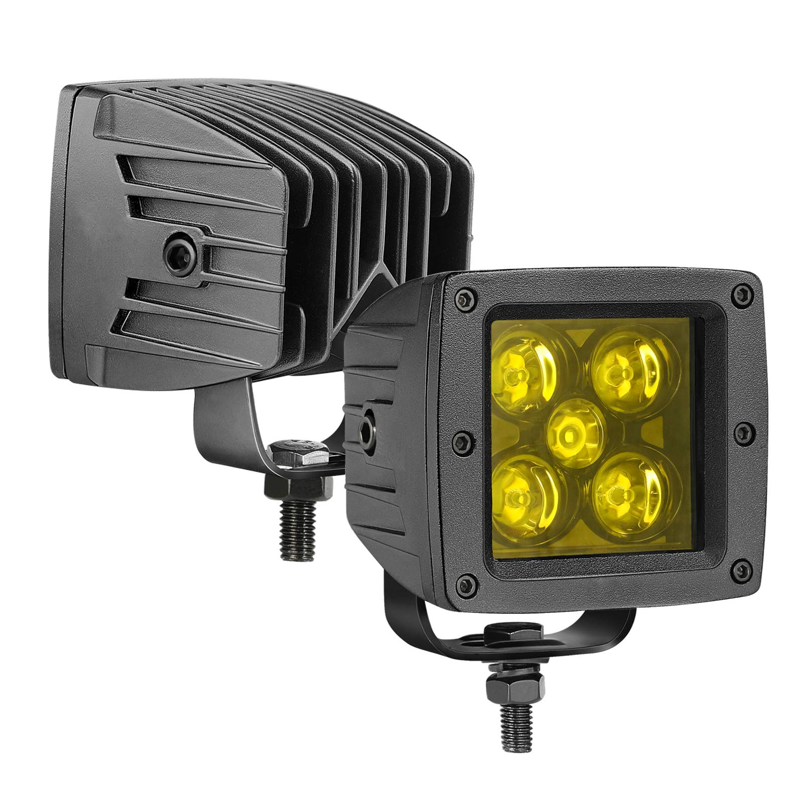 Amber LED Pods, Moso LED 2Pcs 3 Inch LED Cube Light Fog Lights LED Square Light Driving Light Work Light Spot Lights Waterproof Off Road Light for Truck SUV ATV UTV Marine