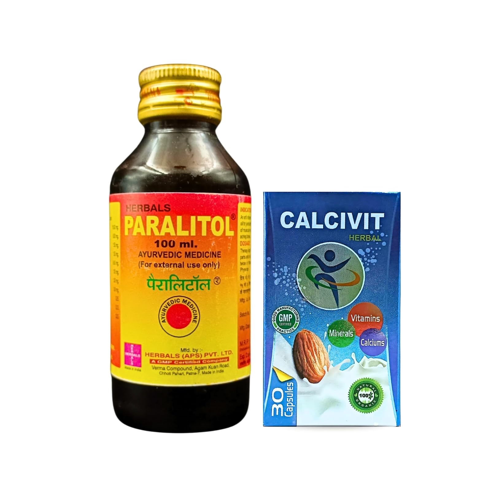 Ayurvedic PARALITOL Liquid 100ml & Calcivit capsule for Myalgia, Muscle Pain |-picture-30