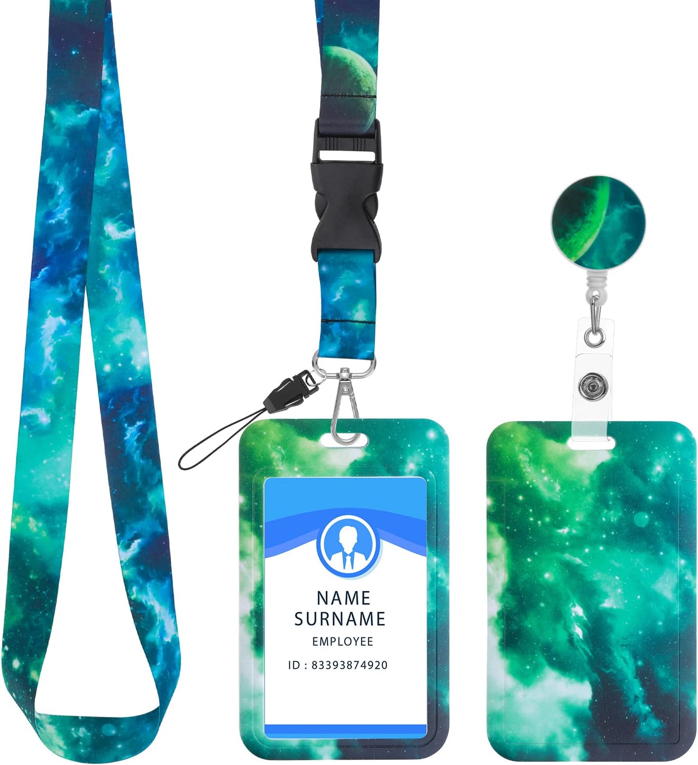 Skyygemm 100 Sets Green Volunteer Lanyards With ID Badge Holder