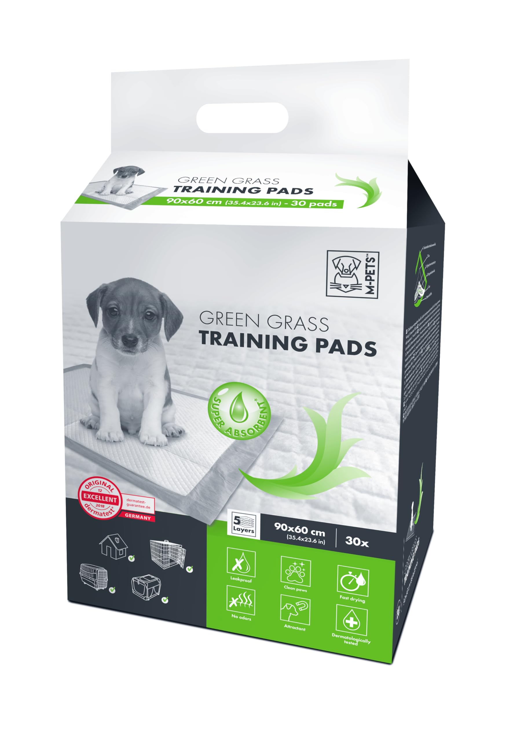 M-Pets Yeşil grass Köpek Çiş Eğitim Pedi 90x60 cm 30'lu