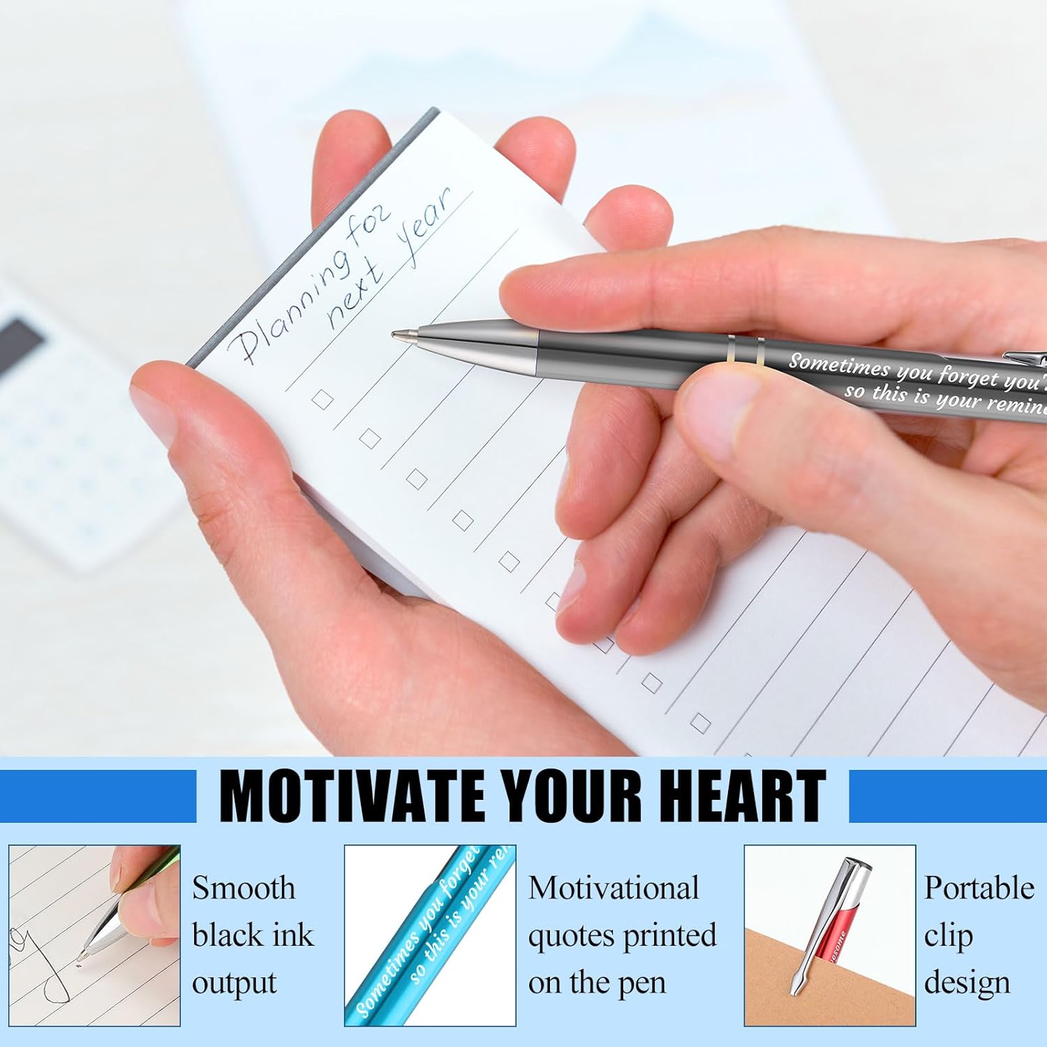 Sherr 100 Pcs Ballpoint Pens Motivational Inspirational Quotes Metal Pen Bulk Employee Appreciation Gifts Encouraging Writing Black Ink for Student Coworker Teacher Office(You're Awesome) - Image 2