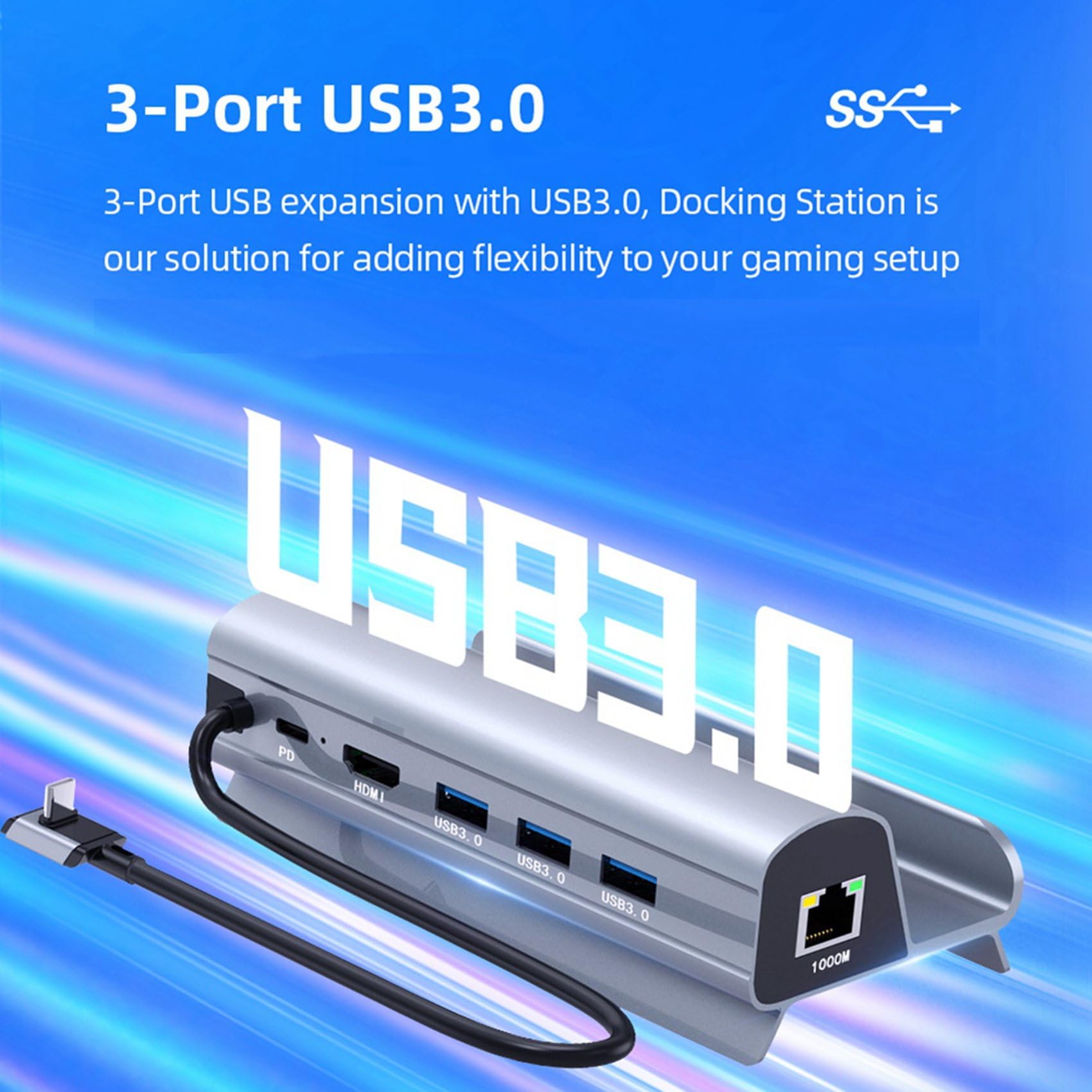 Uikdjgu 5X Stacja DokująCa Podstawa Telewizora Podstawa Hub Uchwyt DokująCy USB C do RJ45 Ethernet do Konsoli SteamDeck