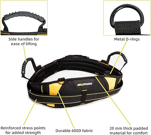 Miniatura 3 de MELOTOUGH Cinturón de trabajo acolchado, cinturón de herramientas acolchado con soporte de espalda, asa de transporte acolchada de espuma pesada, 4
