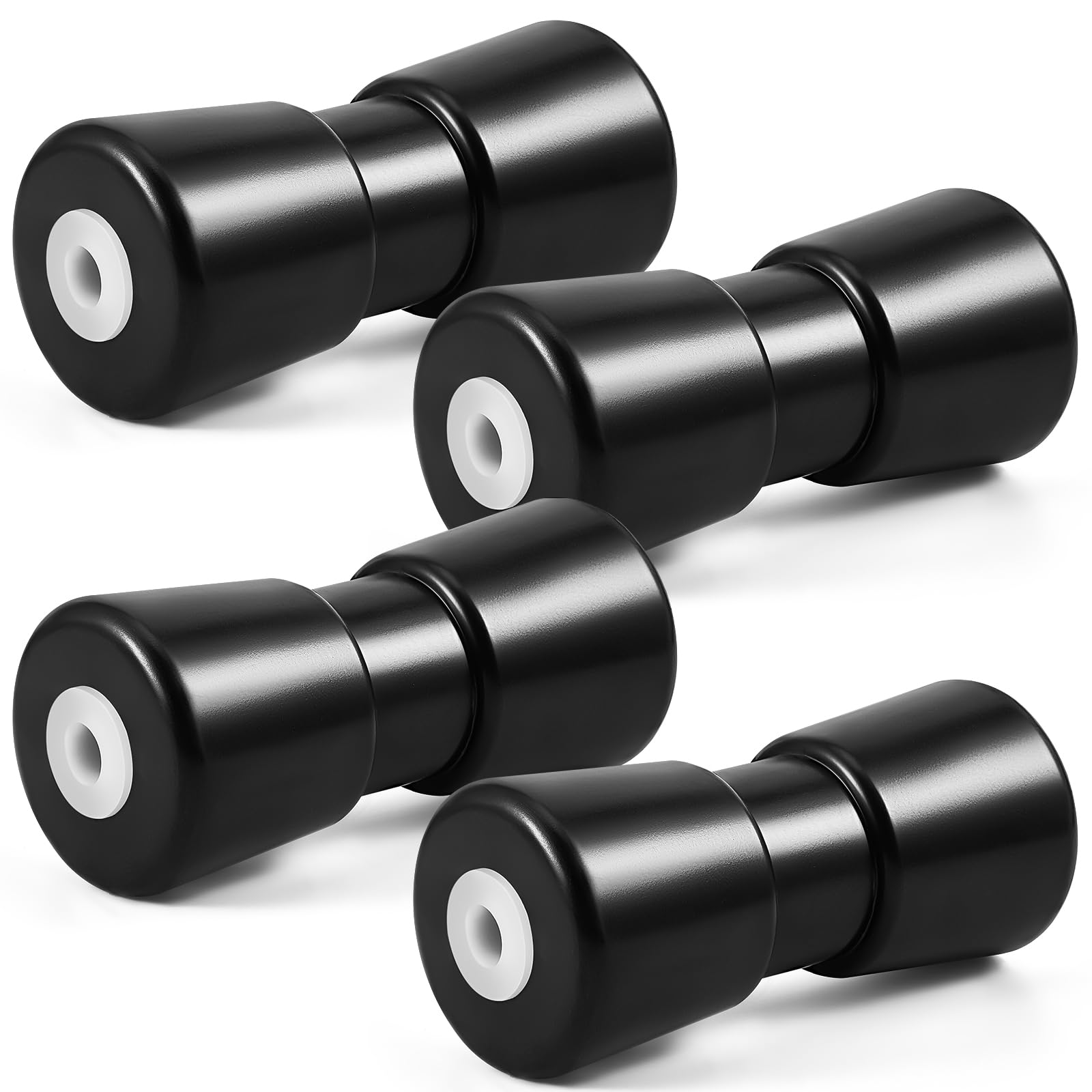 Frienda 4 Pcs 8in/12in Heavy Duty Boat Trailer Roller Robust Rubber Bow Roller Bow Stop Boat Trailer Parts Replacement Accessories Black Rubber Shaft