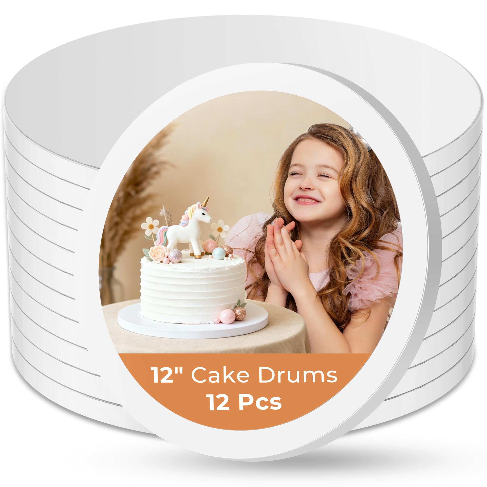 Kootek 12-teiliges Kuchenplatten-Set, 30,5 cm, rund, 30,5 cm dick, stabiler Kartonboden für Hochzeits- und Party-Desserts, Lebensmittelqualität zum Backen und Dekorieren, Basis Para Pastell (weiß)