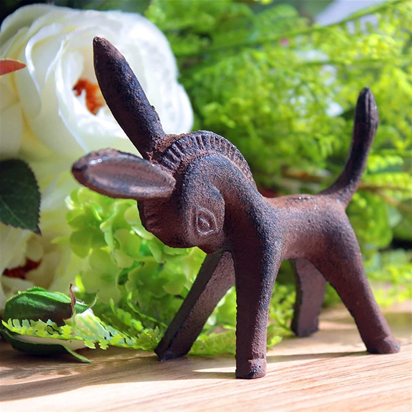 Vintage żeliwne figurki osiołka, miniaturowe ozdoby ze zwierzętami na zewnątrz, dekoracje do doniczek ogrodowych, 9,5 cm wys