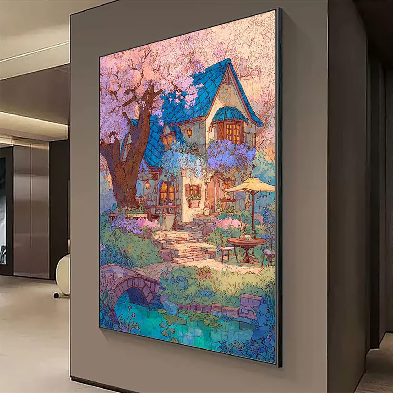 Malowanie diamentami duży rozmiar 110 x 80 cm, DIY 5D diamentowe malowanie las diamenty kryształowe artystyczne rysunki z koralikami do przyklejania, DIY Zima malowanie diamentami dla dorosłych