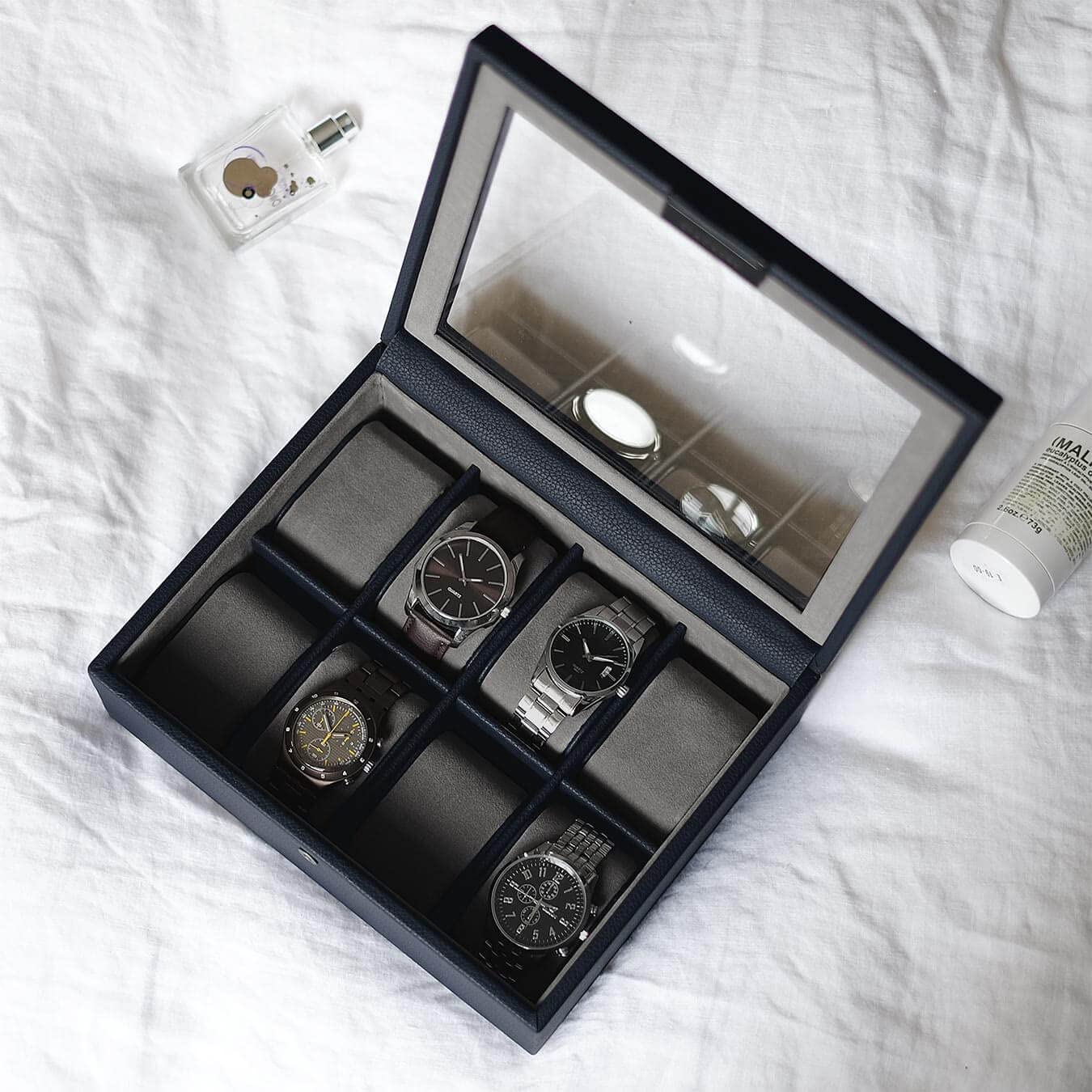 Stackers Navy Blue 8 Piece watch box