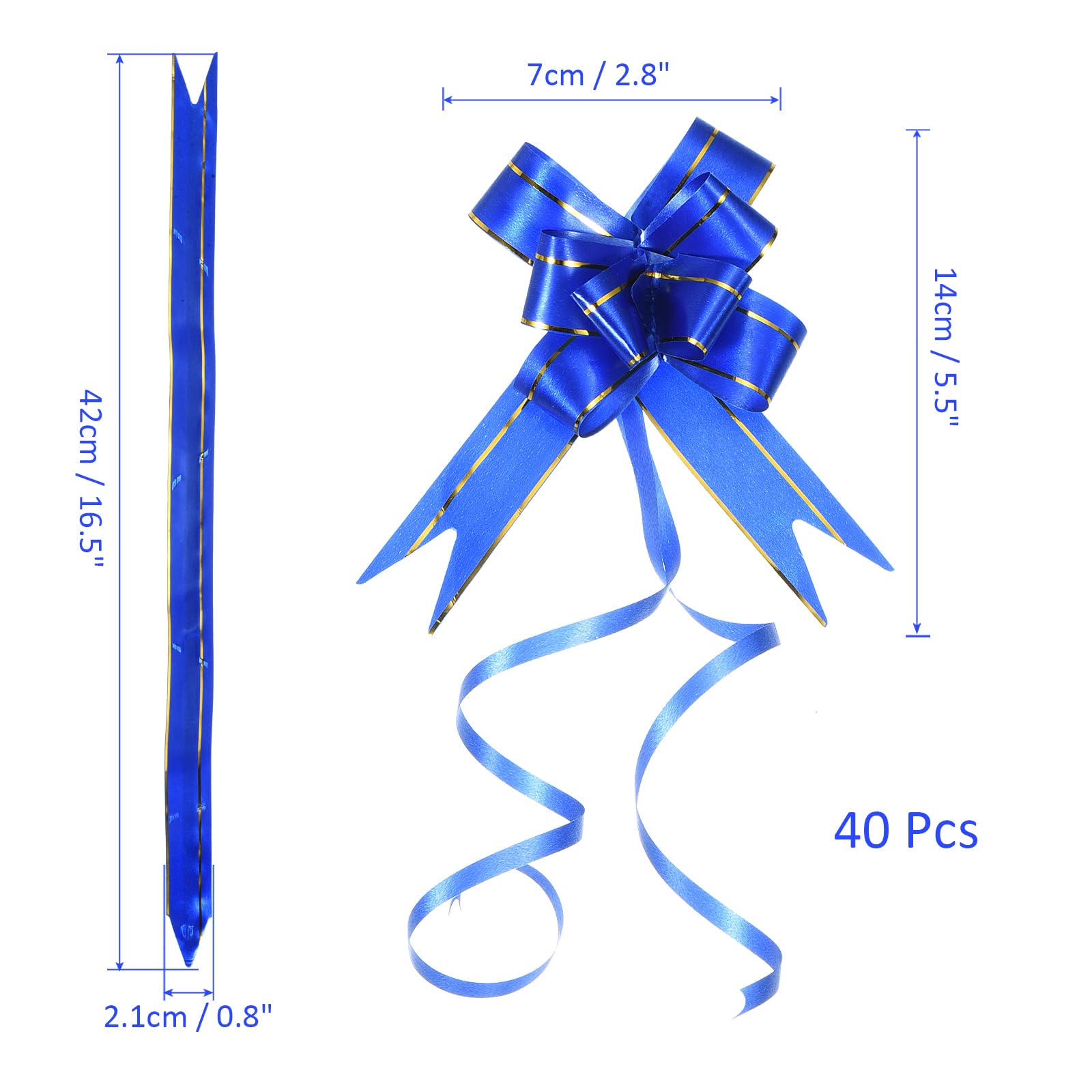 M METERXITY 40 Pack Pull Bows - Gold Thread Style Present Wrap String Bow, (2.8" Dark Blue) - Image 3