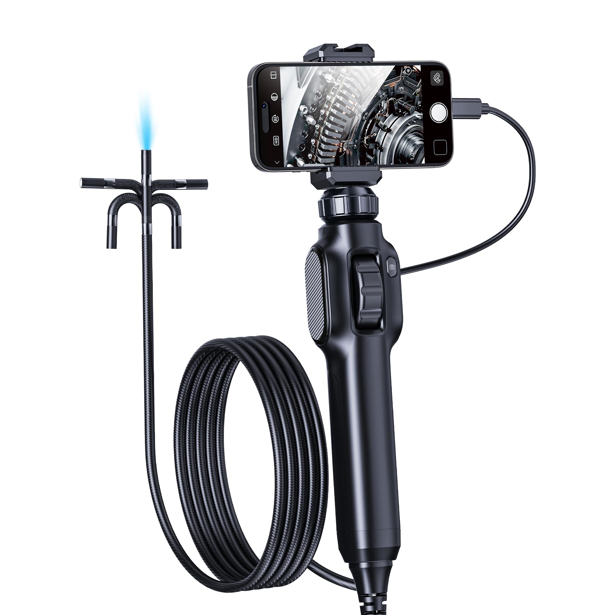 AOPICK Endoskopkamera mit Licth, AOPICK 360°1080P HD Drehbar Inspektionskamera IP67 Wasserdichtes Rohrkamera Kanal Endoskop Kamera mit 8LEDs (1M)