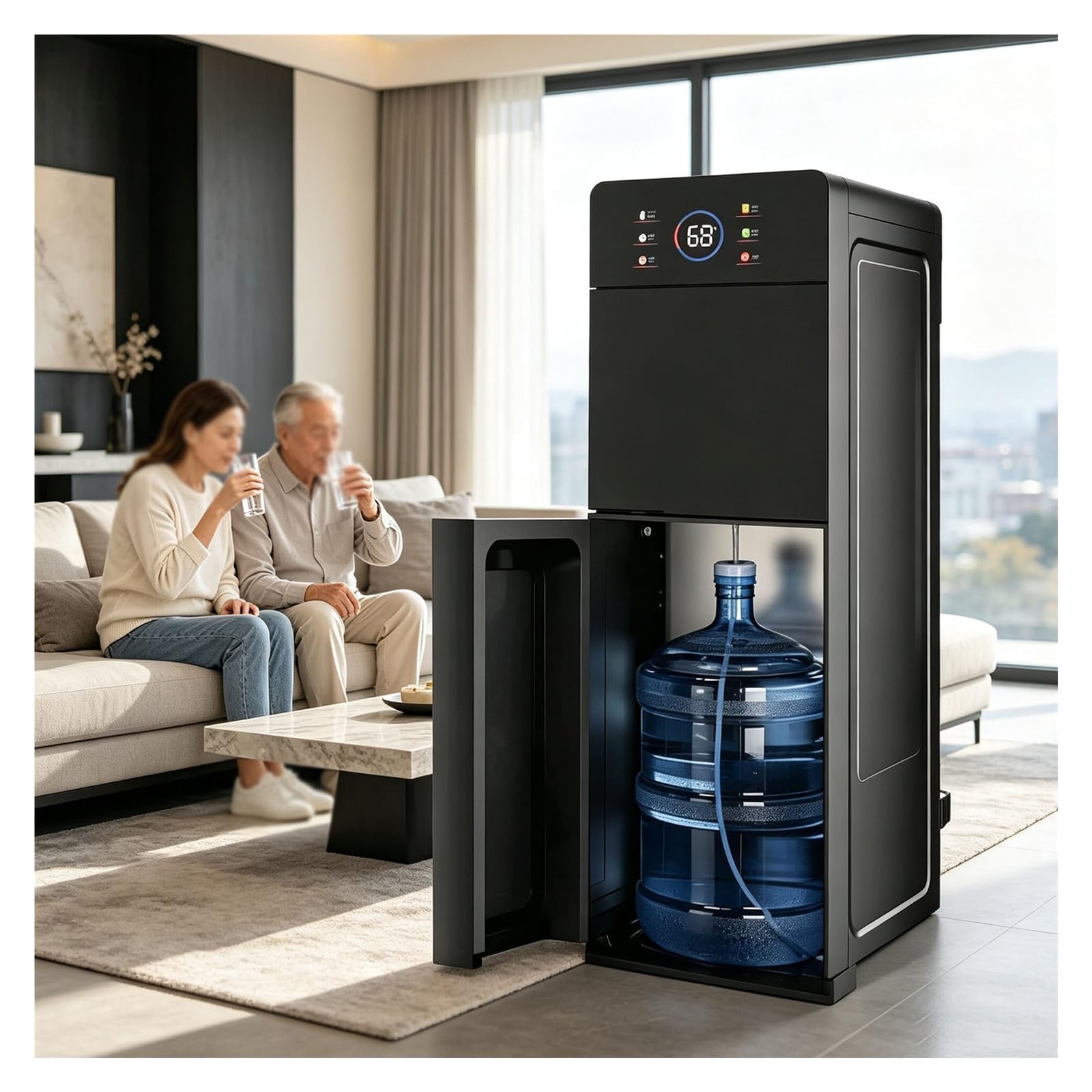 Máquina de agua fría y caliente para cocina o salón con sistema de carga inferior fácil