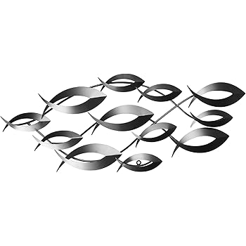 Decoration Murale Poissons Banc De Poissons En Metal 115 X 45 Cm Sculptures Sculptures Murales Taggd In