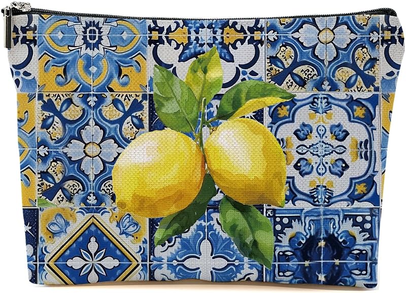 Necessaire de maquiagem MQBMQB com estampa de limões, multicolorida, 1 unidade