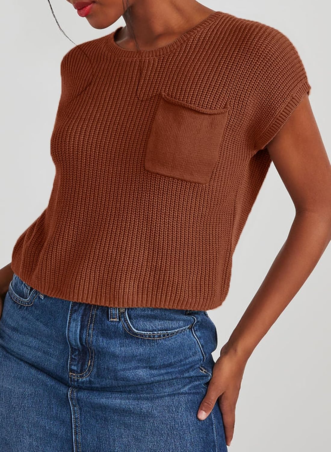 Dokotoo Women's Casual Short Sleeve Loose Tunic Tops Lightweight Knit Spring Pullover Sweater Blouses - Image 3