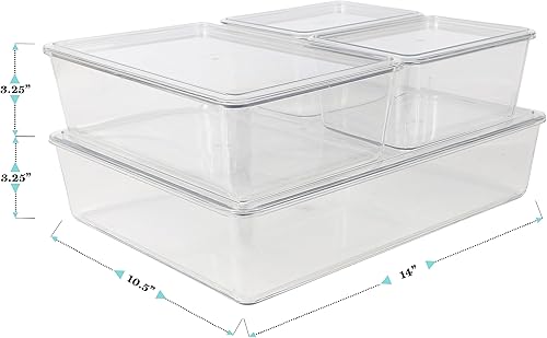 Miniatura 2 de Martha Stewart Brody - Contenedores organizadores de plástico con tapas para oficina en casa, cocina o baño, paquete de 4, 2 pequeños1 mediano, 1