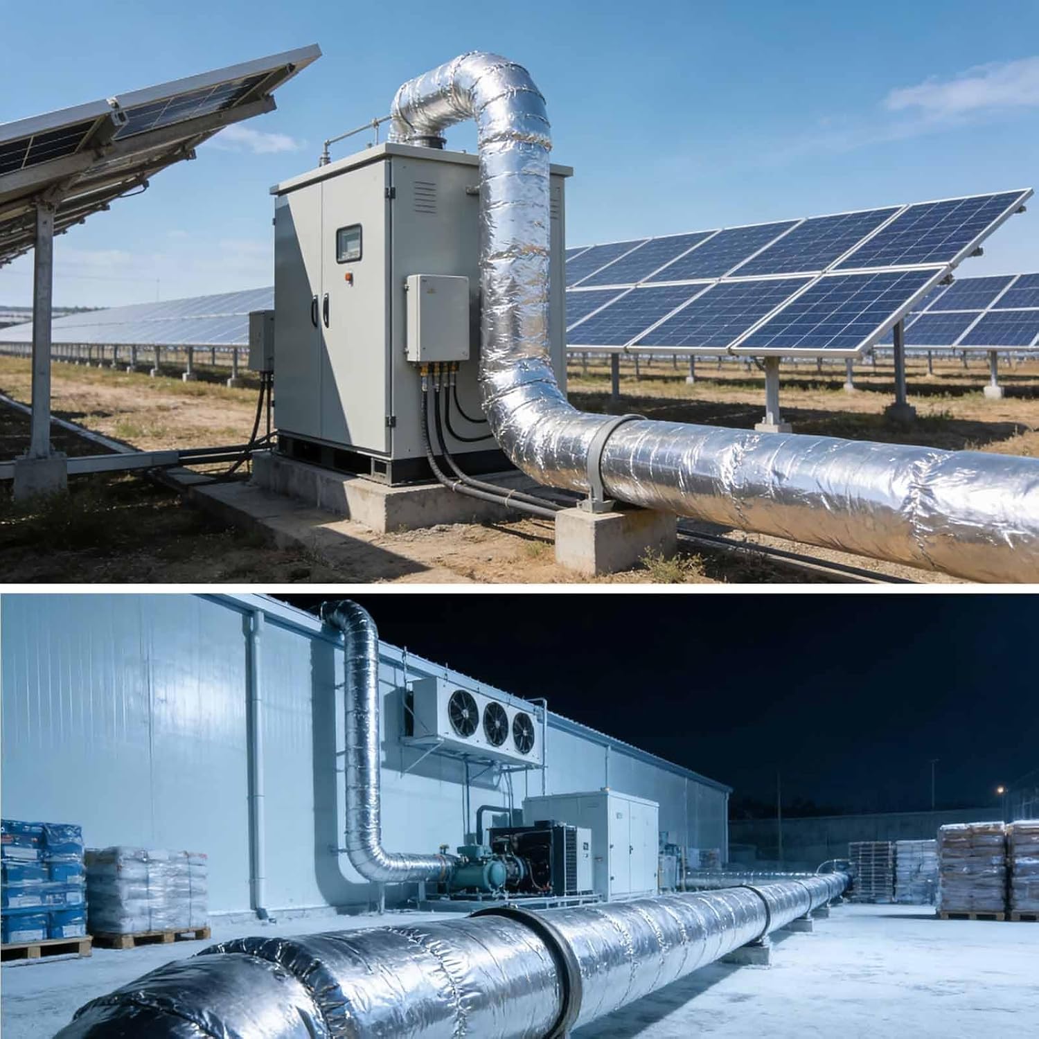 Thermal Acoustic Pipe Lagging - Aluminum Foil Outer, Closed-Cell Foam for Insulation & Sound Dampening in HVAC & Plumbing(ID108mmxT20mmx0.95m)