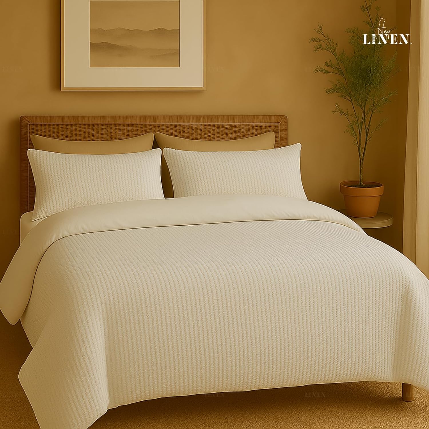 Luxury Organic Cotton Waffle Weave Duvet Cover King Set with Pillowcase|100% Egyptian Cotton 600 TC|Soft Breathable Cooling Comforter Cover with Buttons and Corner Ties|Size 104x90 White