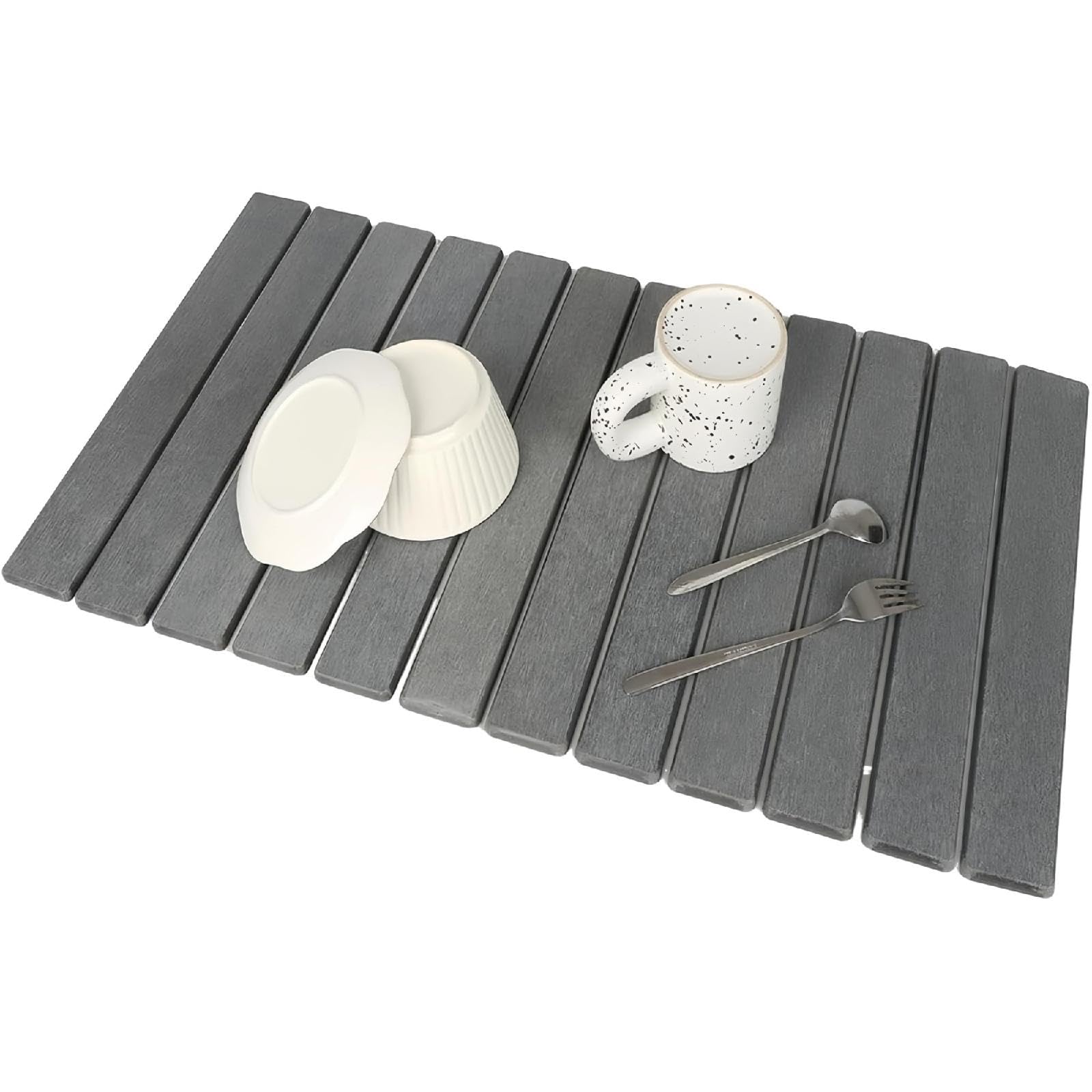 rockible Tapis de Séchage Égouttoir à Vaisselle Pliable Tapis D'Évier sous-plat de Cuisine à Séchage Rapide avec Finition Lisse Adapté pour Organiser La, Gris Foncé