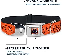 Vista 4 de Buckle-Down Collar de perro Hebilla de cinturón de seguridad Hocus Pocus Thackery Binx Cat Silhouette Naranja Negro, 1 pulgada de ancho - Se adapta