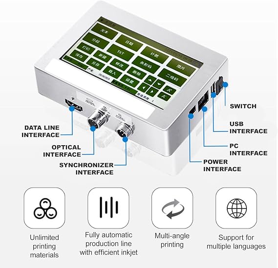 Industrial Inkjet Printer Automatic Coding Machine for Online Assembly Line Batch Date Number Coding & Marking Side and Bottom Spraying with Ink Cartridge