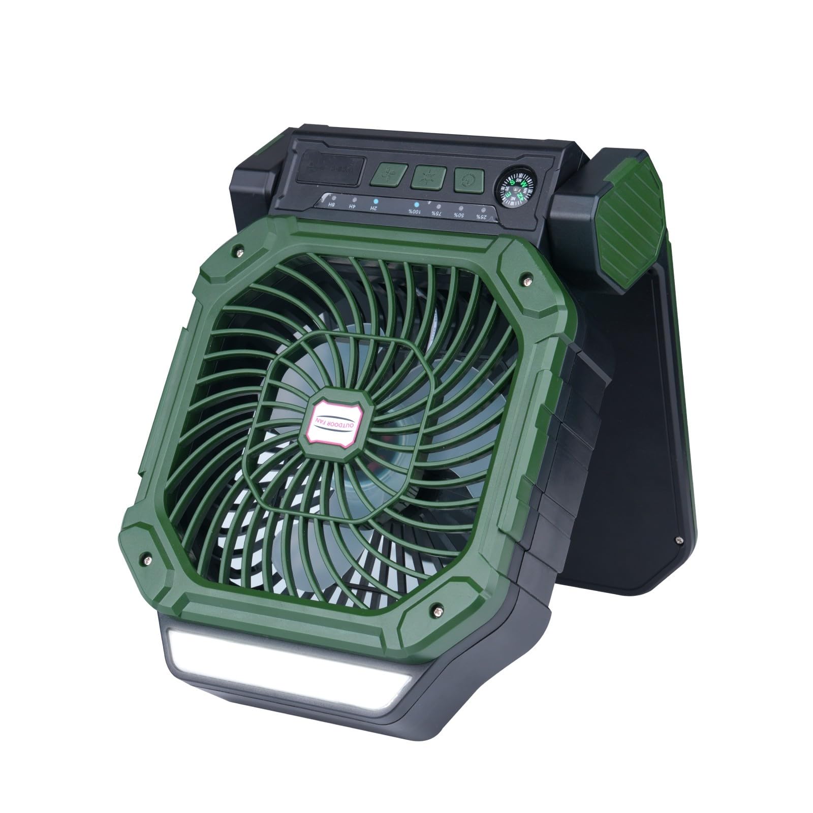 Ventilateur solaire de camping contre la chaleur sous la tente avec lumière LED 4 vitesses