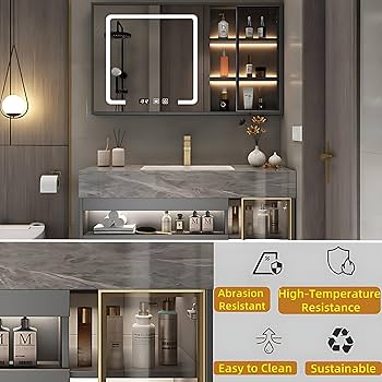 Amazon.com: 36in Luxury Grey Bathroom Vanity Set - Wall