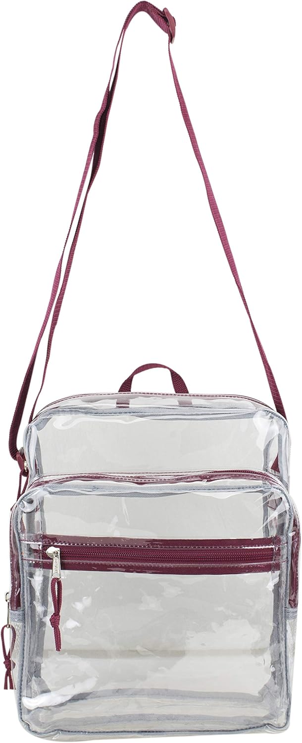 Eastsport Clear Stadium Messenger Bag with Side Mesh Pockets