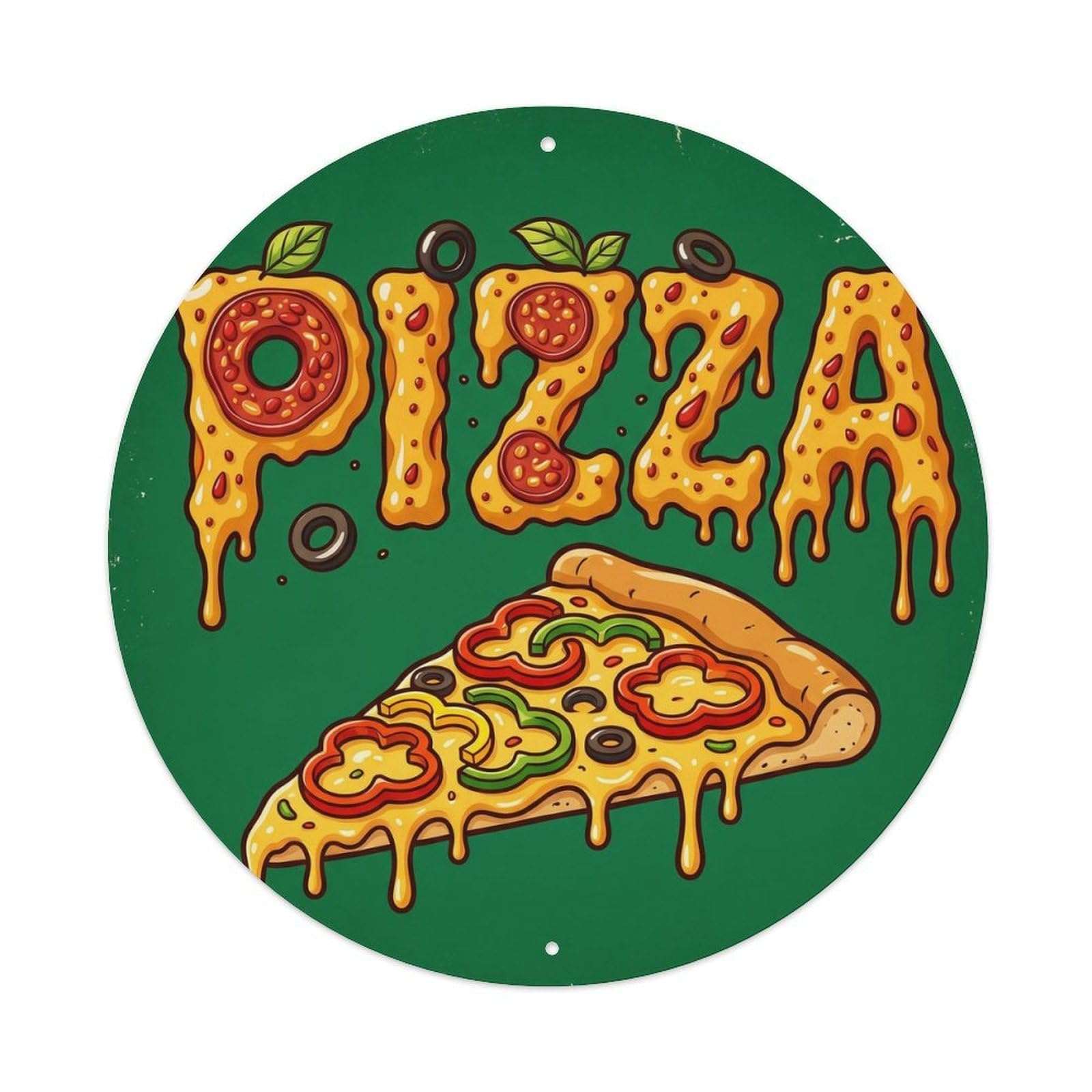 Huiyhb 8X8inch(20X20cm) Vintage Pizza Slice Bell Pepper Metal Tin Sign