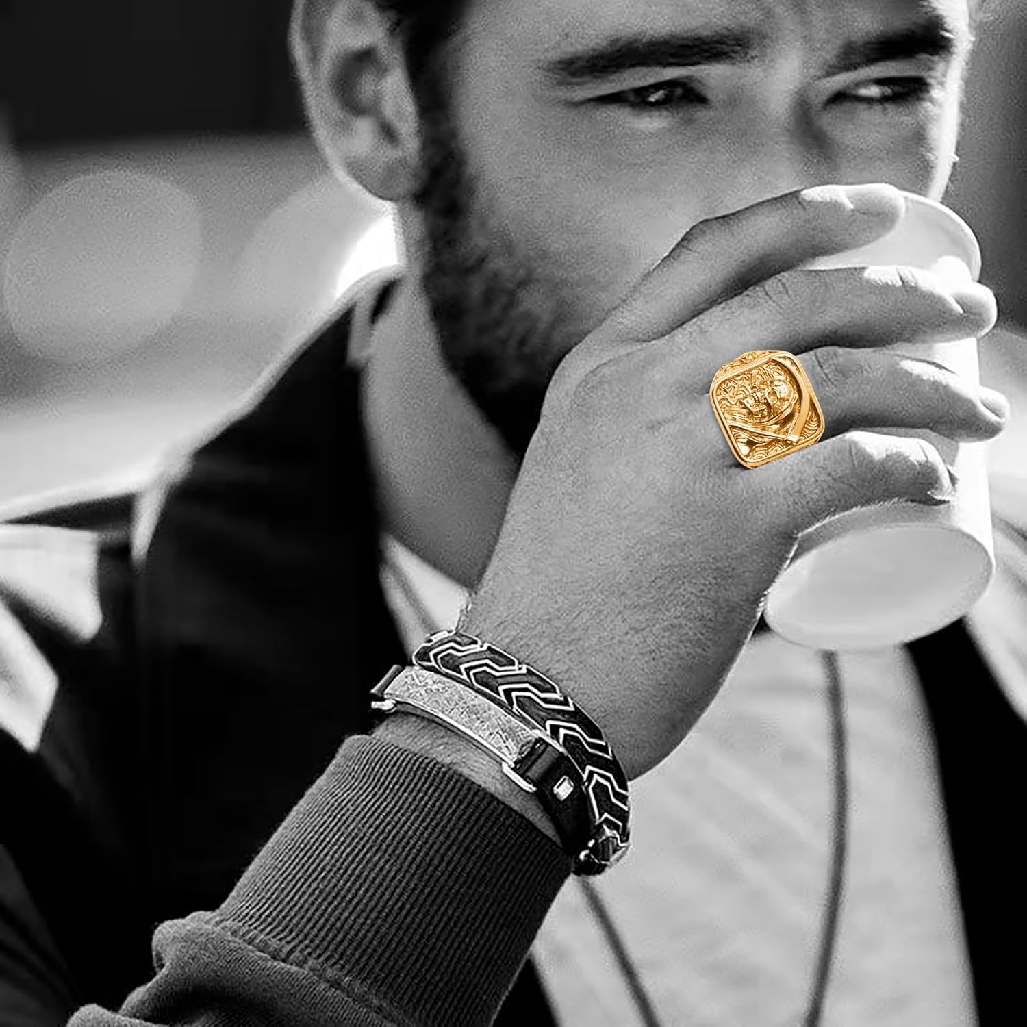 Mens Gold Tone Skull Rings Stainless Steel Gothic Goth Punk Fashion Grim Reaper Skull Ring Jewelry for Men Size 8/9/10/11/12/13 - Image 5