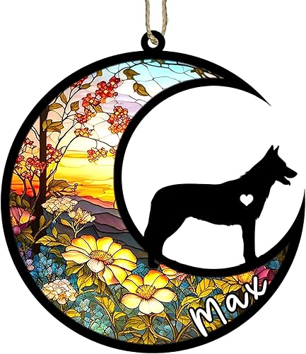 Miniatura 99 de Memorial personalizado para perro, adorno de Navidad de perro pastor alemán con nombre, razas personalizadas, atrapasador de luz para pérdida