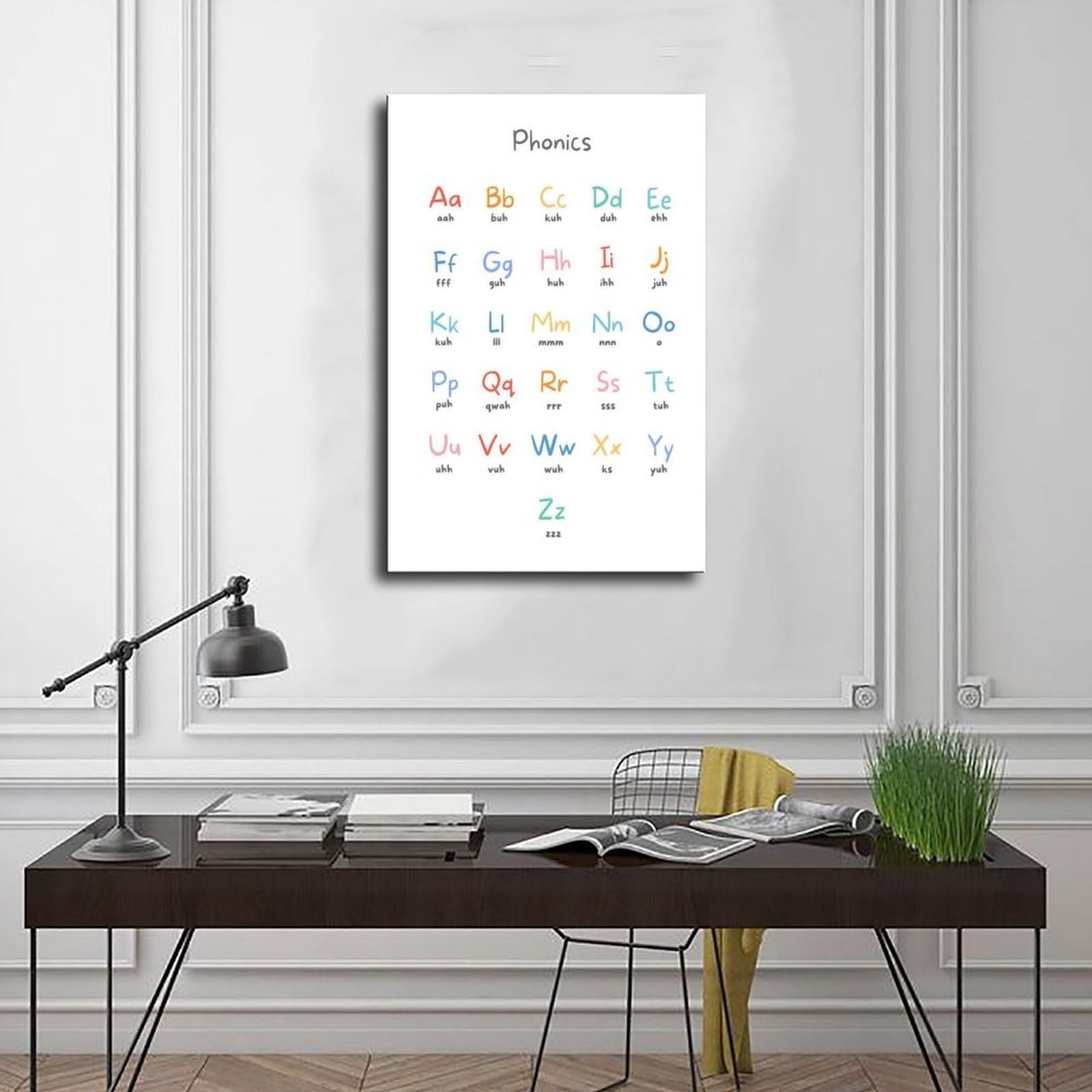 Tableau orthographique ABC Alphabet - Décoration éducative et éducative pour chambre d'enfant - Décoration de chambre à coucher, bureau, chambre à coucher, cadeau - 40,6 x 61 cm (L x l)